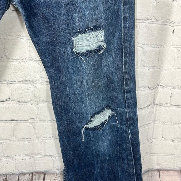 Rigs Legend Jeans Mens 31 Blue Jeans Wide Leg Distressed Button Fly Cut off - Picture 2 of 13